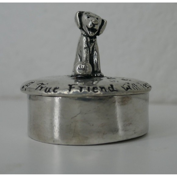 Pawprints on Your Heart Puppy Dog Keepsake Trinket Wish Box Pewter Basic Edition - Picture 1 of 10